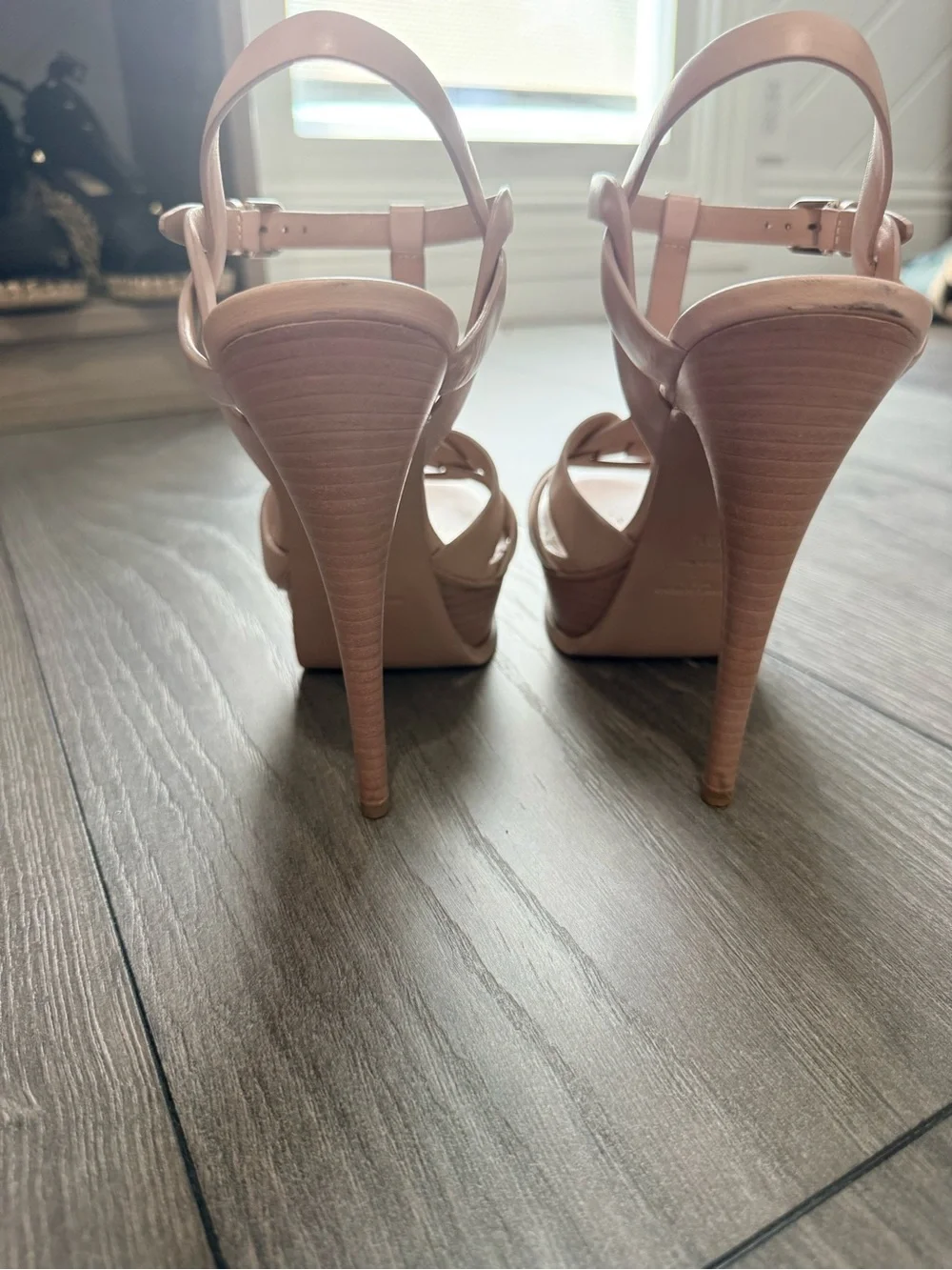 Saint Laurent YSL Tribute 105 Platform Sandal Blush Nude Leather EU 39.5 - Picture 4 of 5
